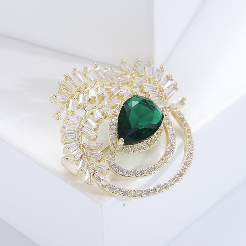Alloy Zircon Olive Branch Brooch Pin For Elegant Coat Decoration