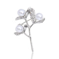 Alloy Three Pearl Flower Brooch Pin For Fashion Apparel view 2