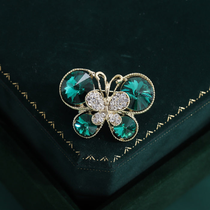 Alloy Rhinestone Butterfly Lapel Pin For Fashion Clothing Decoration Brooch