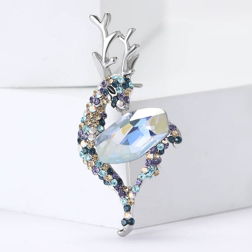 Alloy K9 Crystal Deer Brooch Pin For Women's Apparel Decoration