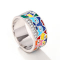 Colorful Enamel Style Eye Ring For Women, Artistic Family Theme Fashion Finger Jewelry view 4