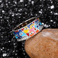 Colorful Enamel Style Eye Ring For Women, Artistic Family Theme Fashion Finger Jewelry view 2