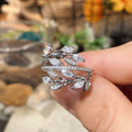 European Style Interwoven Leaf Vine Ring For Women, Octagonal Flower Zircon Statement Jewelry view 2