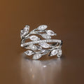 European Style Interwoven Leaf Vine Ring For Women, Octagonal Flower Zircon Statement Jewelry view 6