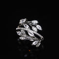 European Style Interwoven Leaf Vine Ring For Women, Octagonal Flower Zircon Statement Jewelry view 4