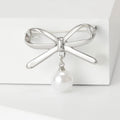 Alloy Pearl Bow Brooch Pin For Blazers And Clothing view 4