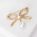 Alloy Pearl Bow Brooch Pin For Blazers And Clothing view 3