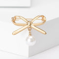 Alloy Pearl Bow Brooch Pin For Blazers And Clothing view 6