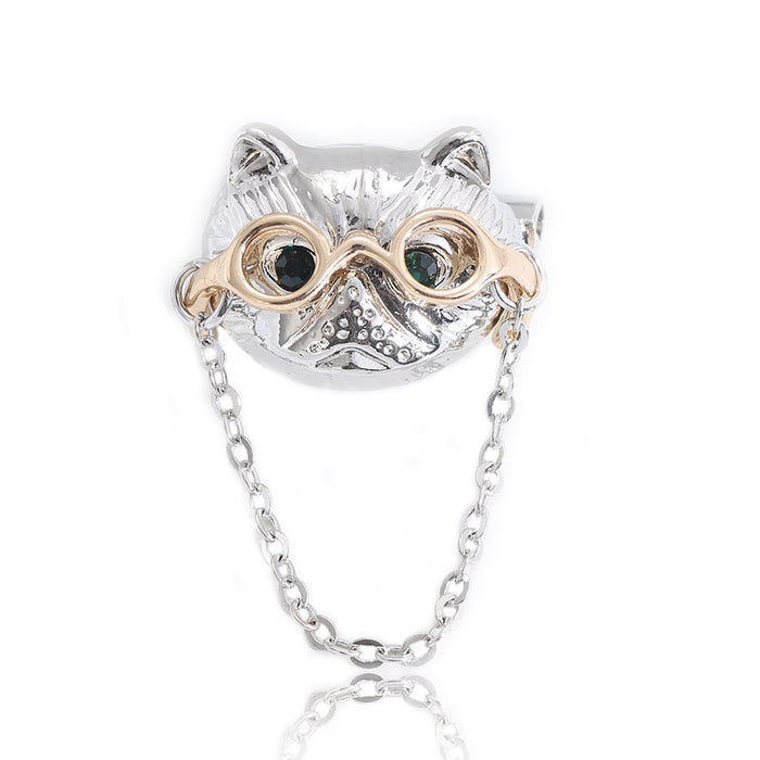 Alloy Silver Dog Glasses Brooch Pin For Clothing Fastening
