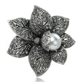 Alloy Pearl Vintage Flower Brooch Pin For Elegant Clothing view 1
