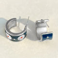 Blue Enamel Daisy Hoop Earrings Simple C Shaped Stud Earrings European Floral Jewelry view 6