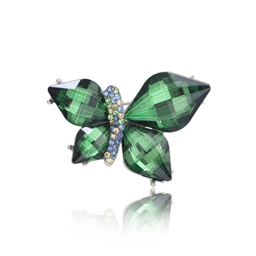Alloy Green Crystal Butterfly Brooch Pin For Suit Lapel Decor