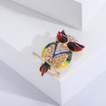 Alloy Enamel Rhinestone Owl Brooch For Fashion Apparel Decoration view 4