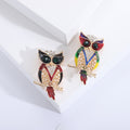 Alloy Enamel Rhinestone Owl Brooch For Fashion Apparel Decoration view 2