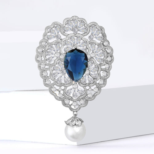 Copper Zircon Hollow Palace Brooch Pin For Winter Coats