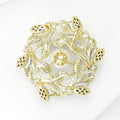 Copper Zircon Flower Wreath Brooch Pin For Elegant Dress Accessories view 4