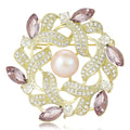 Copper Zircon Flower Wreath Brooch Pin For Elegant Dress Accessories view 2