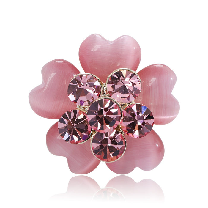 Elegant Alloy Rhinestone Flower Brooch Pin For Shirts And Suits