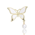 Alloy Shell Butterfly Pearl Brooch Pin For Elegant Apparel view 2