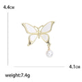 Alloy Shell Butterfly Pearl Brooch Pin For Elegant Apparel view 5