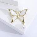 Alloy Shell Butterfly Pearl Brooch Pin For Elegant Apparel view 6