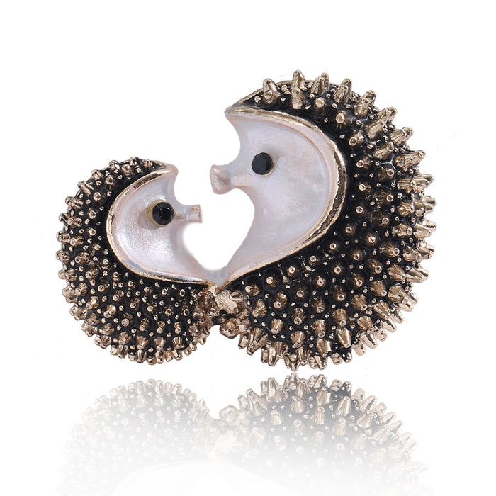 Alloy Black Hedgehog Lapel Pin Brooch For Cute Clothing Decor