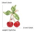 Alloy Enamel Rhinestone Cherry Brooch Pin For Women's Fashion Clothing view 5