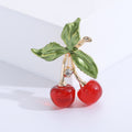 Alloy Enamel Rhinestone Cherry Brooch Pin For Women's Fashion Clothing view 2