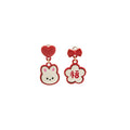 Sweet Asymmetric Lucky Rabbit Bow Heart Enamel S925 Silver Needle Women Stud Drop Earrings view 5