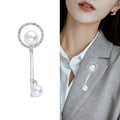Alloy Pearl Rhinestone Key Brooch Pin For Coat Decoration view 3