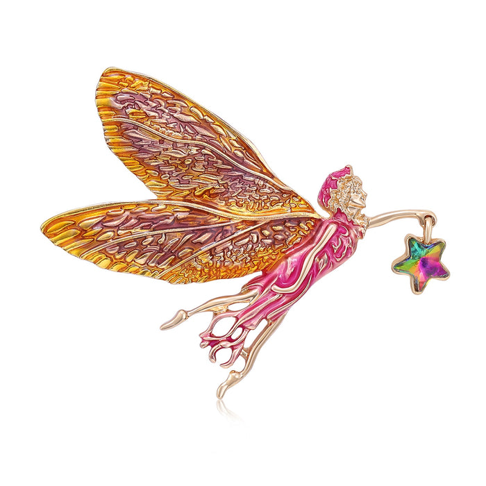 Enamel Alloy Flower Fairy Brooch For Women Apparel Accessories