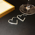 Elegant Luxury Silver Alloy Rhinestone Hollow Heart Hoop Drop Earrings For Women Fashion Party Earrings view 3