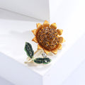 Alloy Enamel Rhinestone Sunflower Brooch For Simple Women's Apparel view 4