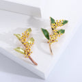 Alloy Enamel Osmanthus Branch Brooch Pendant For Women's Accessories view 1