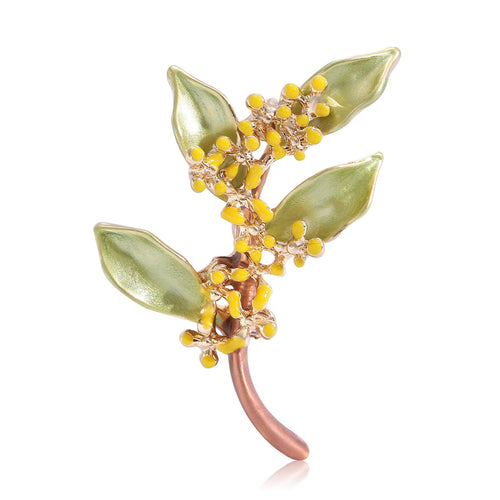 Alloy Enamel Osmanthus Branch Brooch Pendant For Women's Accessories