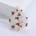 Alloy Hollow Pearl Leaf Brooch Pin For Elegant Outfit Decoration view 6
