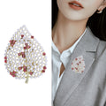 Alloy Hollow Pearl Leaf Brooch Pin For Elegant Outfit Decoration view 3