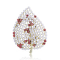 Alloy Hollow Pearl Leaf Brooch Pin For Elegant Outfit Decoration view 1
