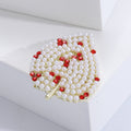 Alloy Hollow Pearl Leaf Brooch Pin For Elegant Outfit Decoration view 4