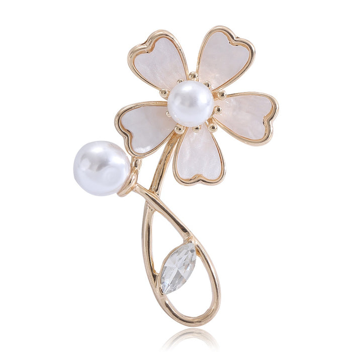 Alloy Three Dimensional Shell Flower Brooch Pin For Scarves And Clothing