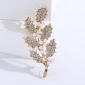 Alloy Pearl Rhinestone Leaf Brooch Pin For Elegant Anti Exposure Wear view 6