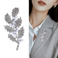 Alloy Pearl Rhinestone Leaf Brooch Pin For Elegant Anti Exposure Wear view 3