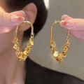 Metal Leaf Sequin Tassel Geometric Drop Earrings, European American Statement Style view 3