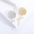 Stainless Steel Dandelion Brooch Pin For Elegant Clothing Decoration view 1