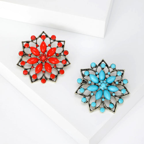 Alloy Vintage Blue Brooch Pin For Classical Apparel Decoration