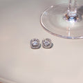 Elegant Luxury Square Zircon Rhinestone Halo Studs, Korean Sweet Hollow Design Fashion Earrings view 3