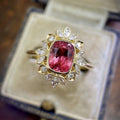 Style Gold Plated Creative Ring For Women, Red Gemstone Inlaid Statement Finger Jewelry view 1