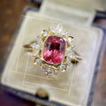 Style Gold Plated Creative Ring For Women, Red Gemstone Inlaid Statement Finger Jewelry view 5
