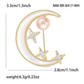Alloy Mother Of Pearl Moon Brooch Pin For Suit Decoration view 4