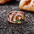Gold Plated Copper Enamel Pattern Ring Hip Hop Ethnic Style Fashion Finger Jewelry view 5
